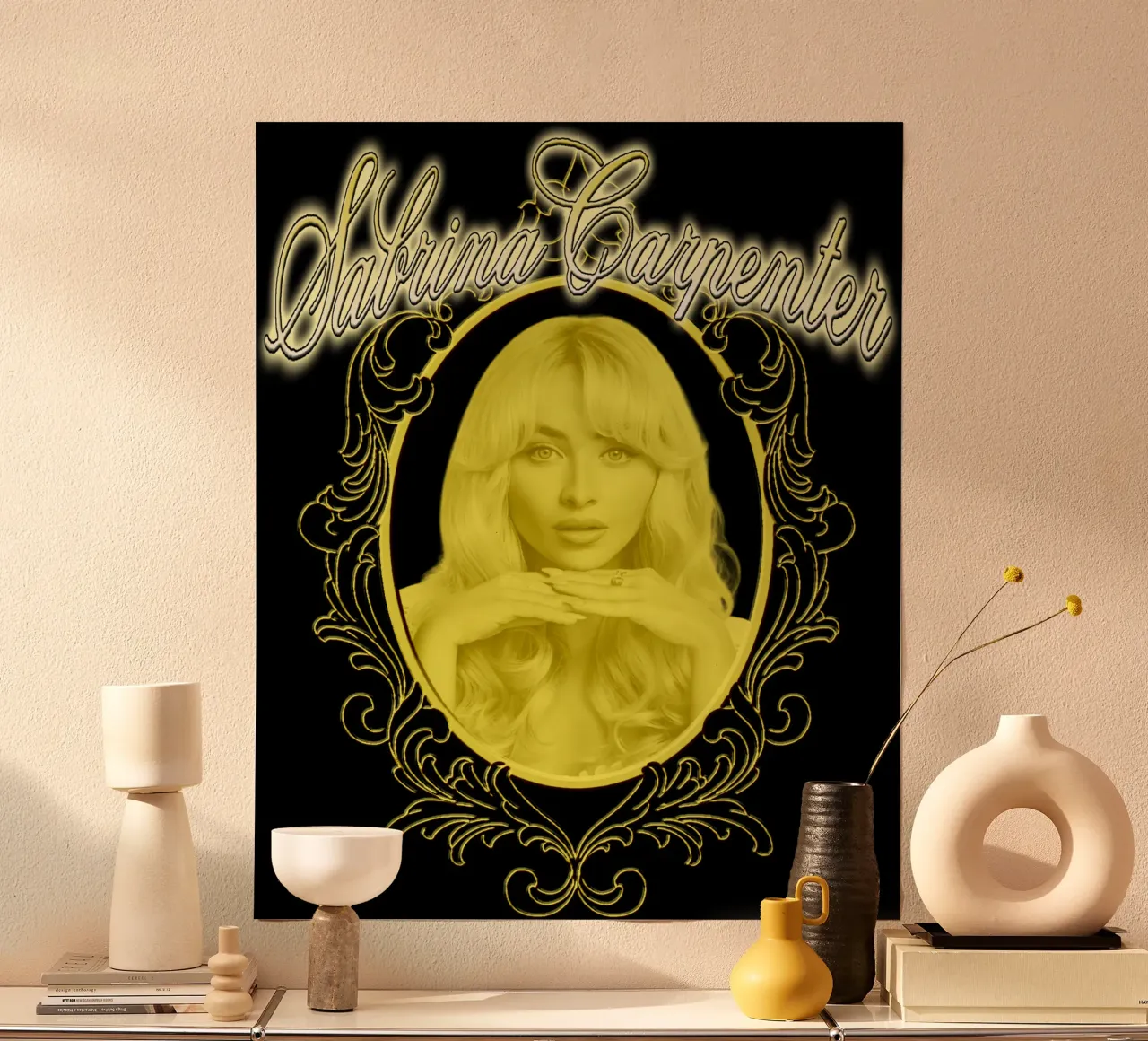 Silhouette di Sabrina Carpenter poster con telaio in legno da mannys_artt