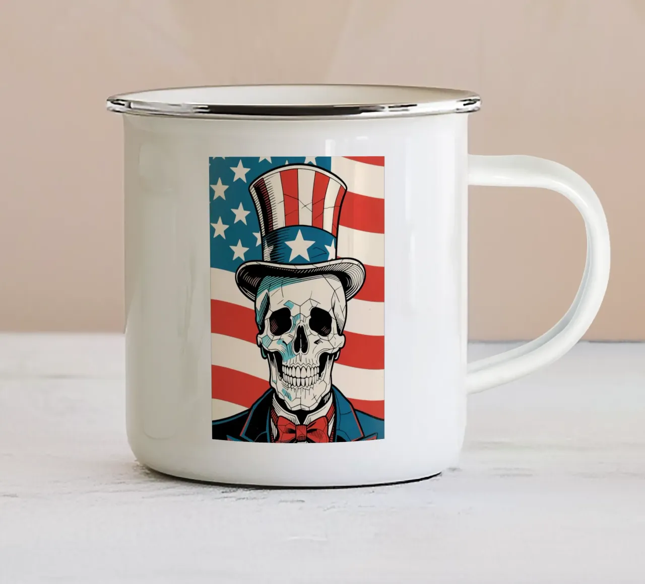 Uncle Sam Skull tazza in smalto da knowledge