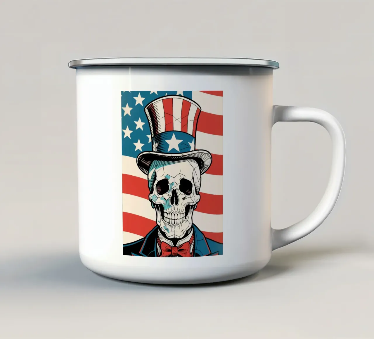 Uncle Sam Skull tazza in smalto da knowledge