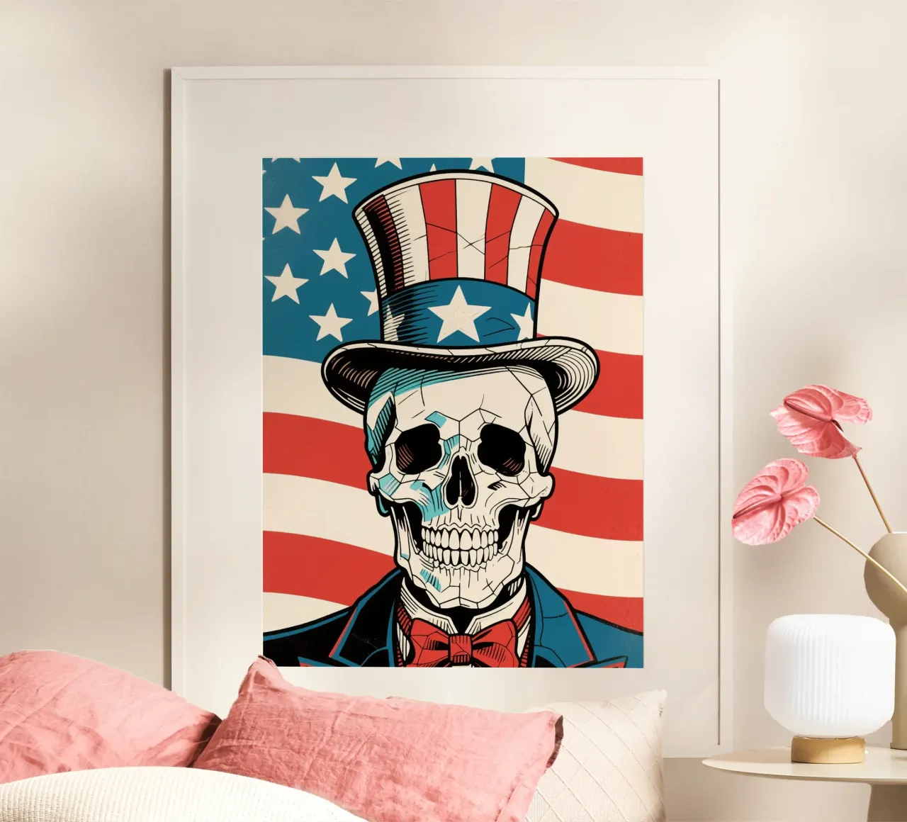 Uncle Sam Skull poster con telaio in alluminio da knowledge