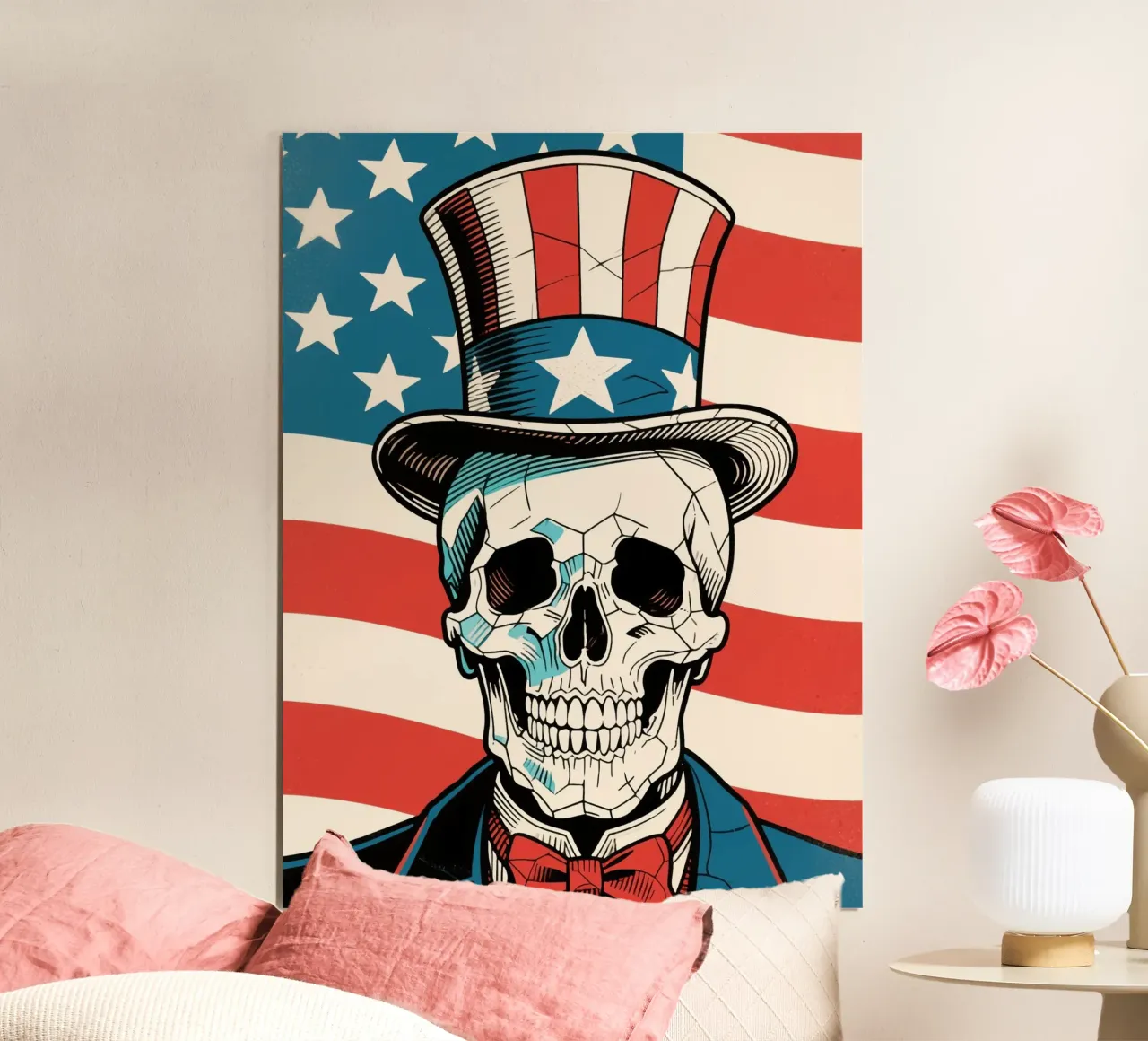 Uncle Sam Skull poster con telaio in alluminio da knowledge