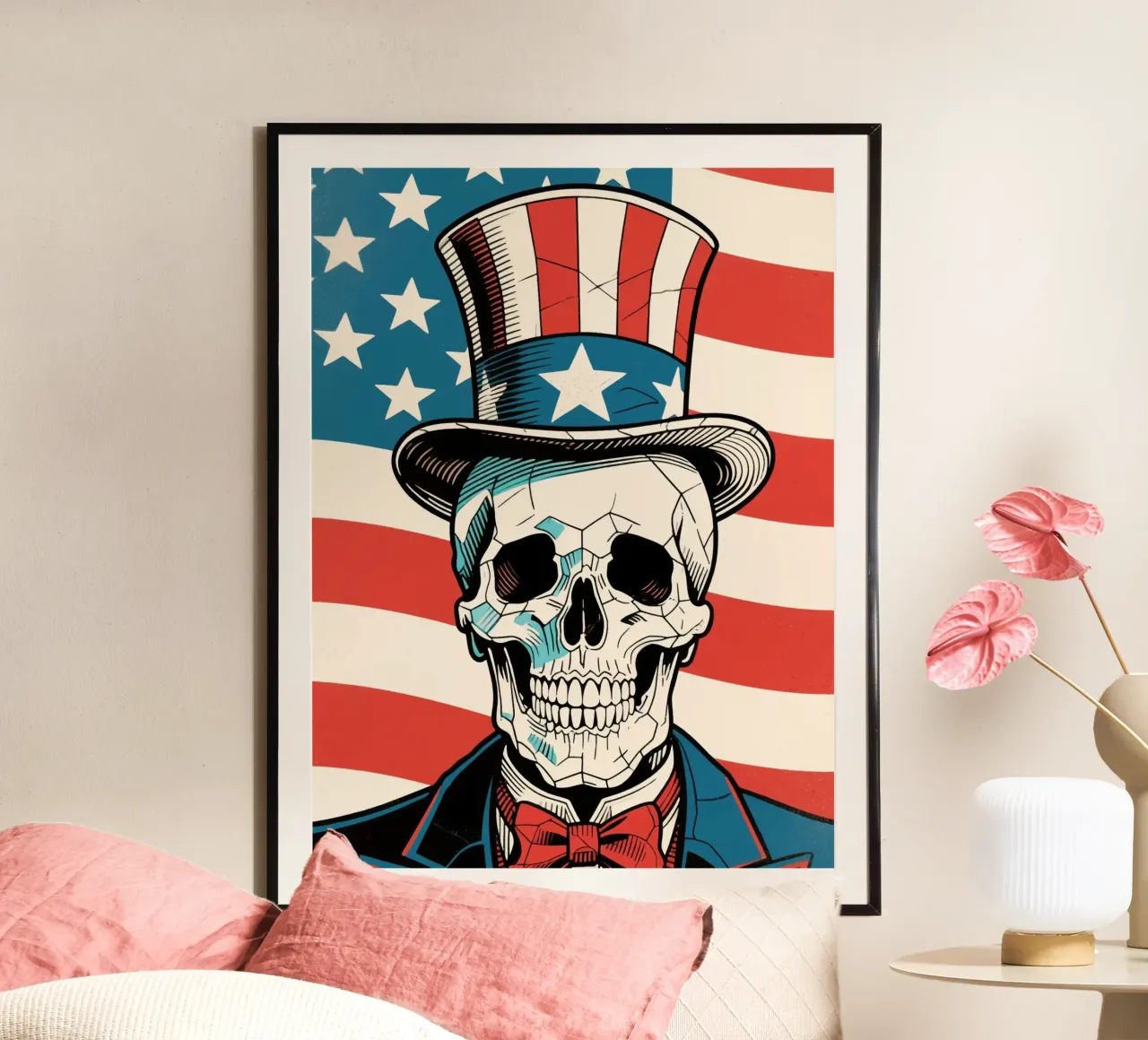 Uncle Sam Skull poster con telaio in alluminio da knowledge