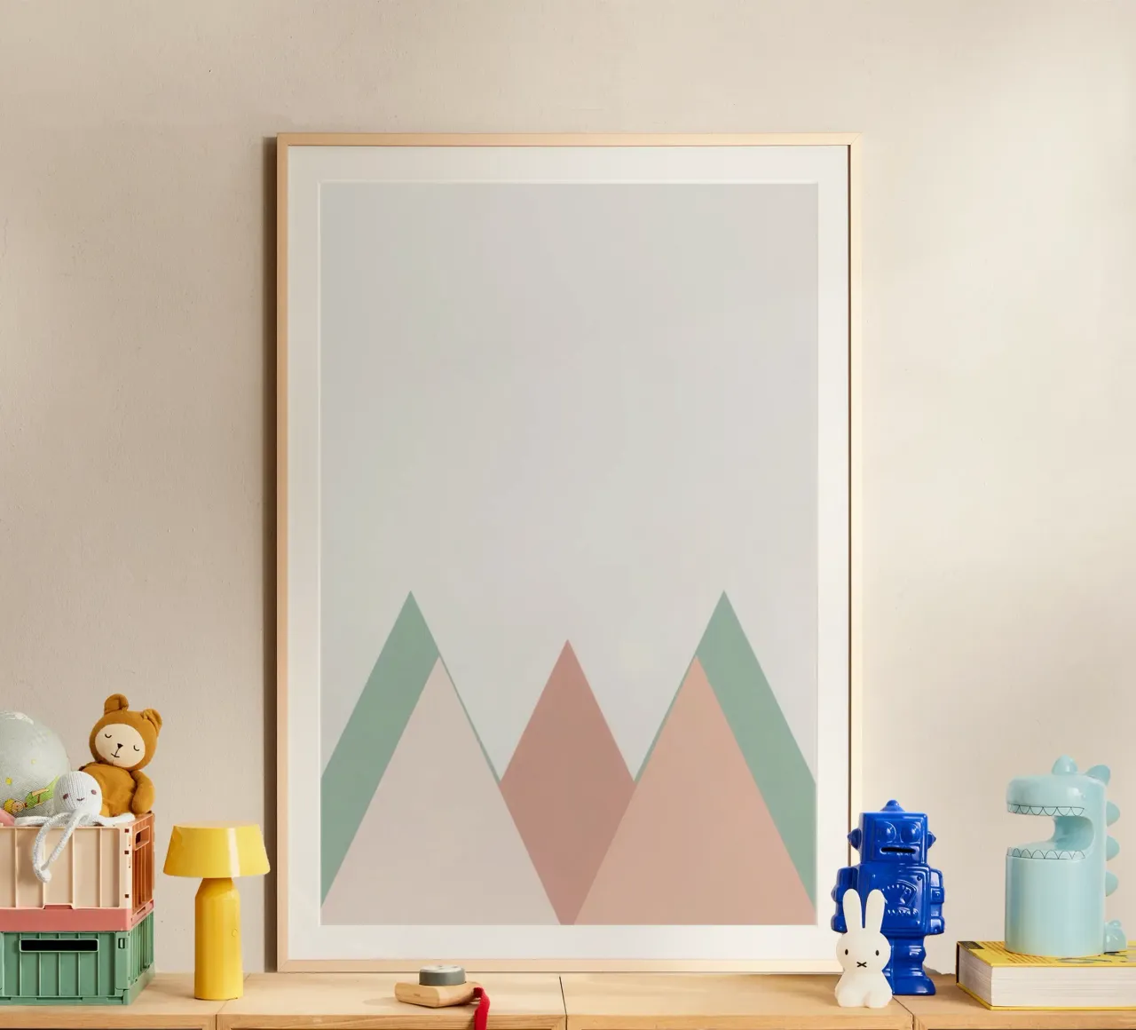 Composizione astratta a triangolo Verde Rosa e Corallo poster da DesignDoodle