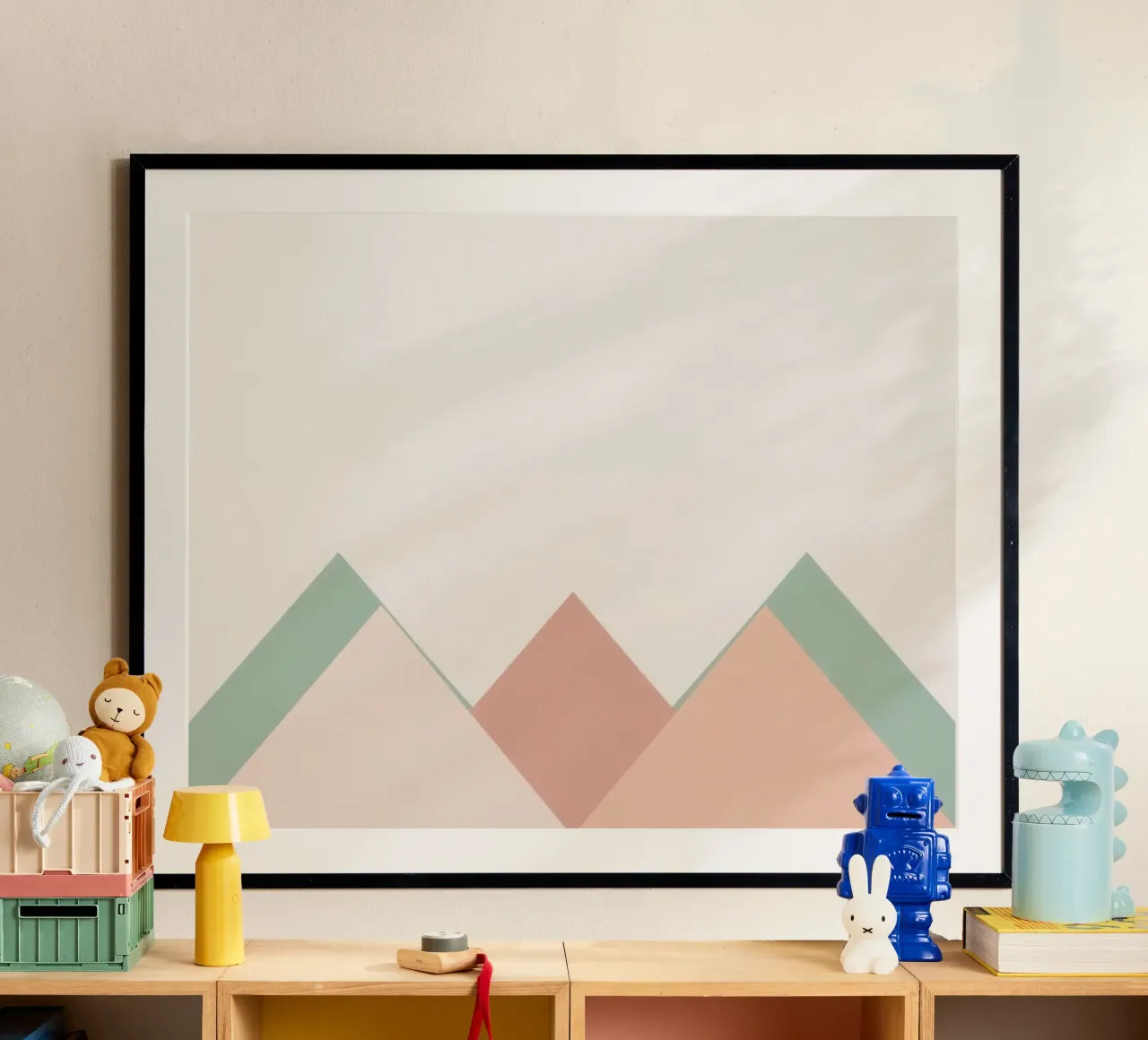 Composizione astratta a triangolo Verde Rosa e Corallo poster da DesignDoodle