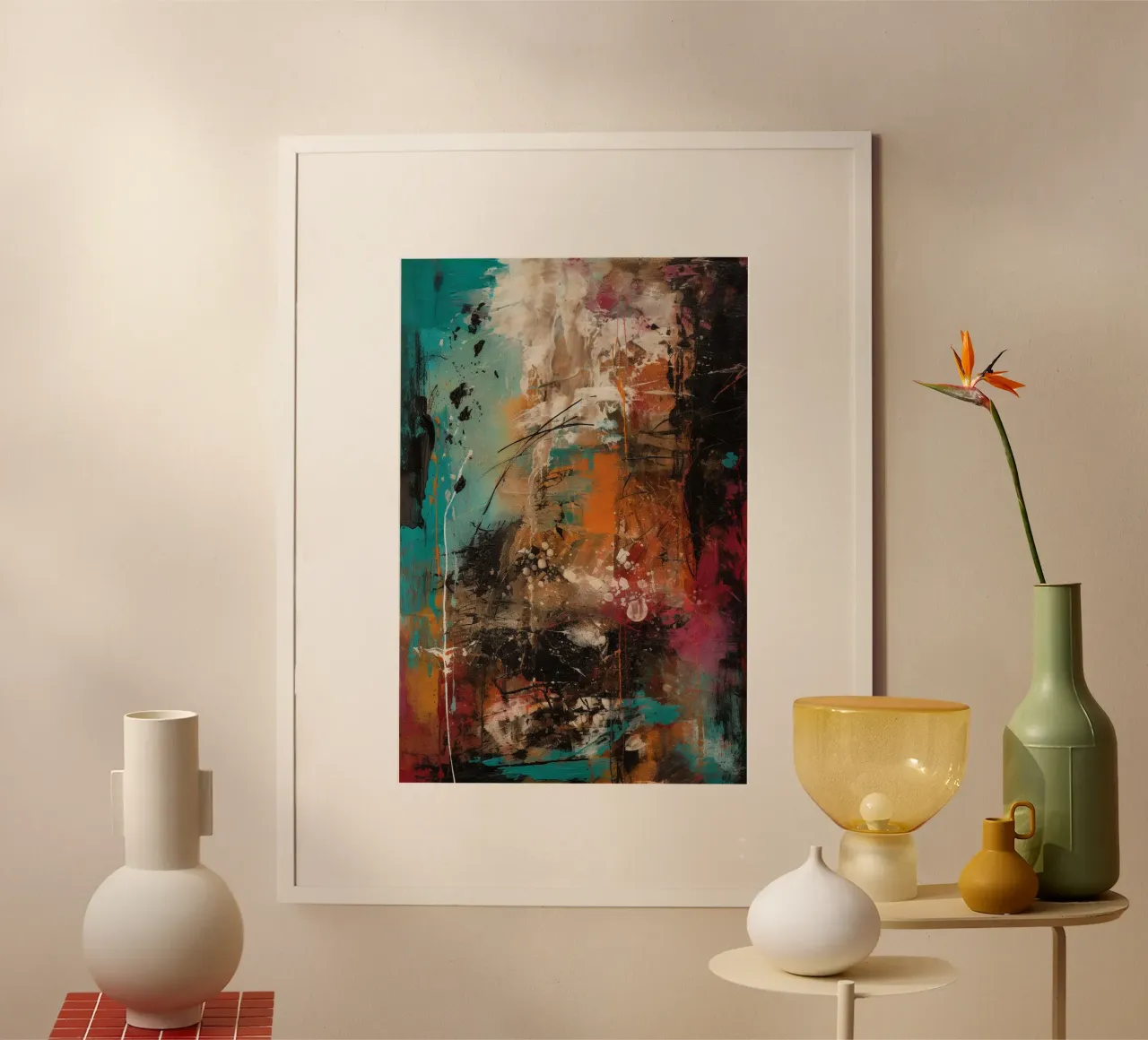 Chaotic Harmony poster con telaio in alluminio da Mosaic Dialogue