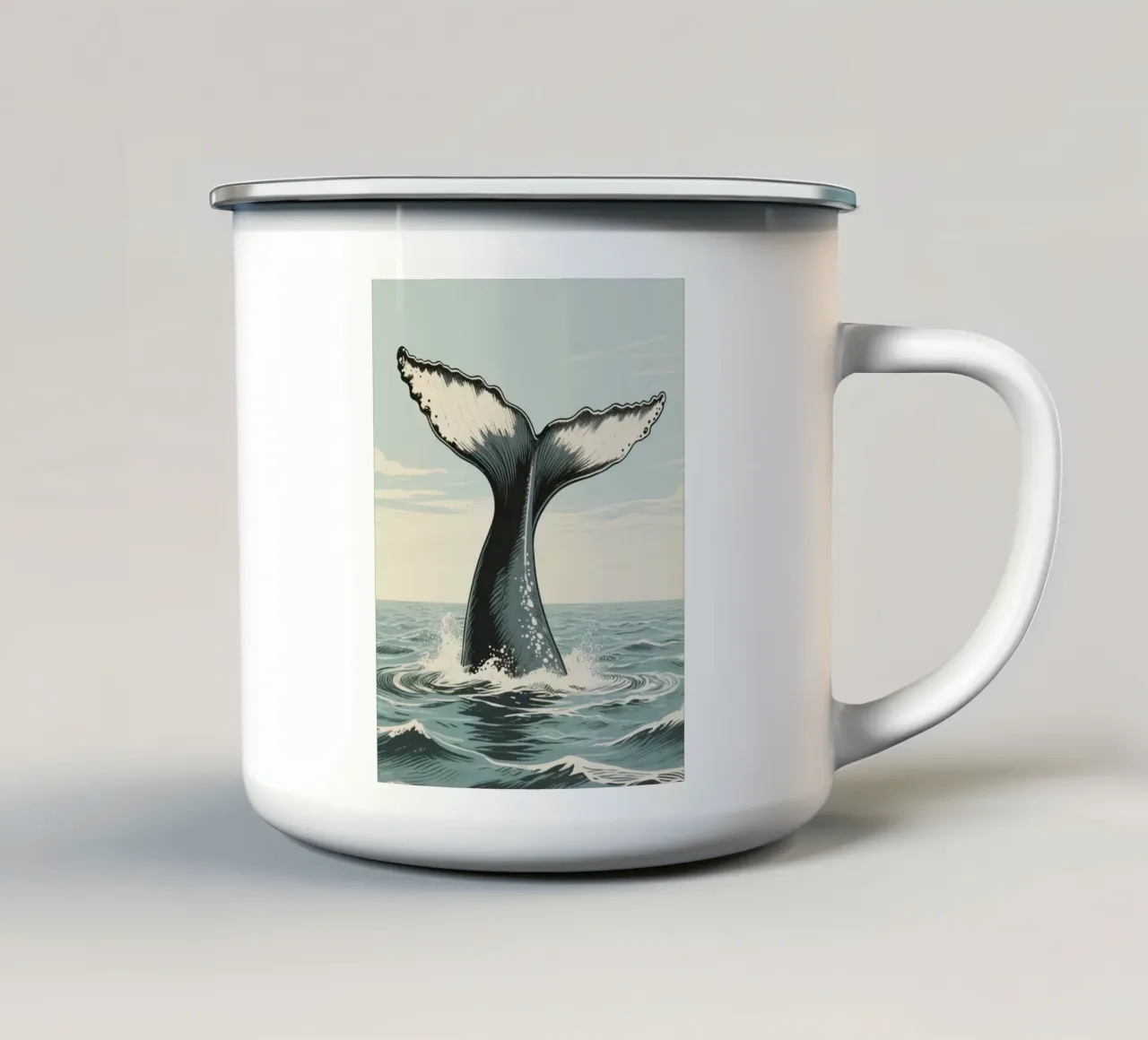 Big Whale Ocean tazza in smalto da knowledge