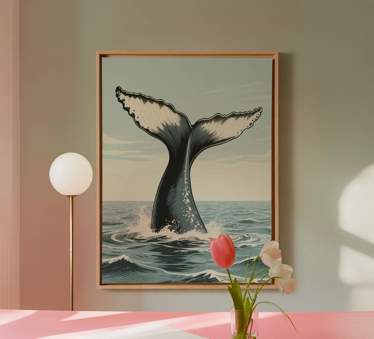 Big Whale Ocean canvas met Baklijst van knowledge