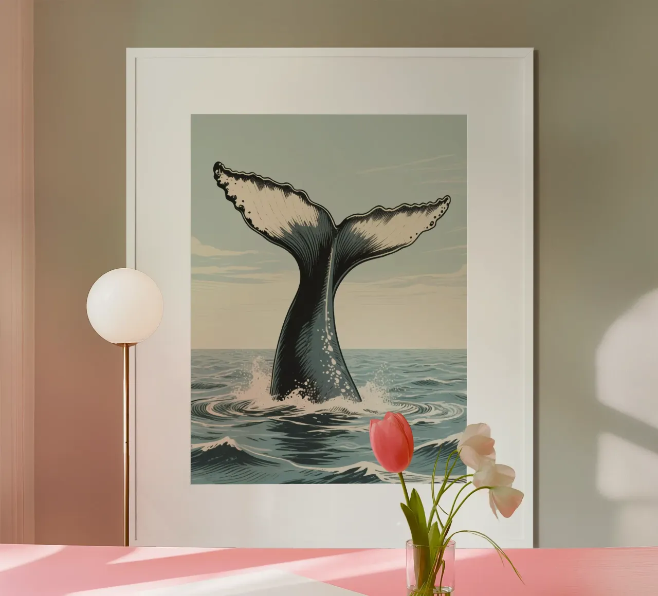 Big Whale Ocean poster con telaio in plastica da knowledge