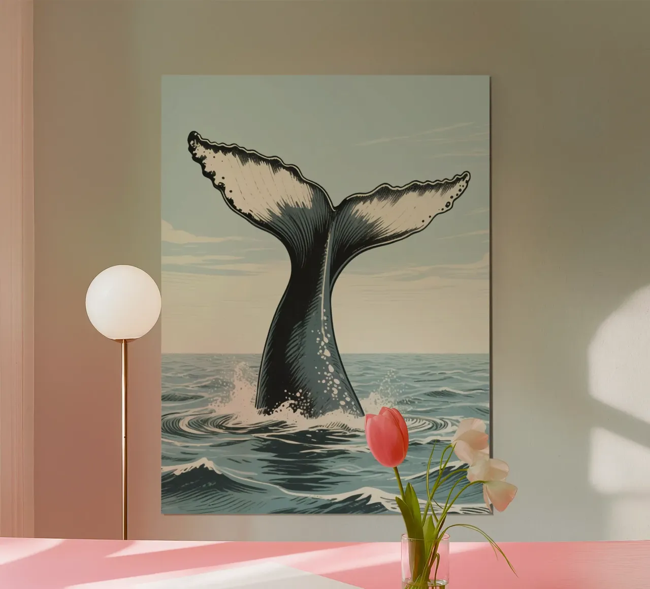 Big Whale Ocean poster con telaio in plastica da knowledge