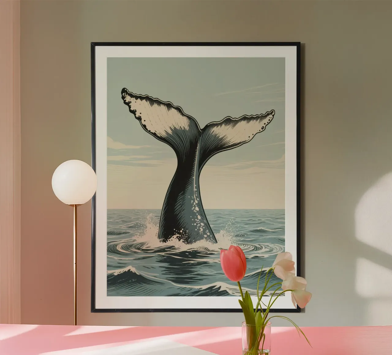 Big Whale Ocean poster con telaio in plastica da knowledge