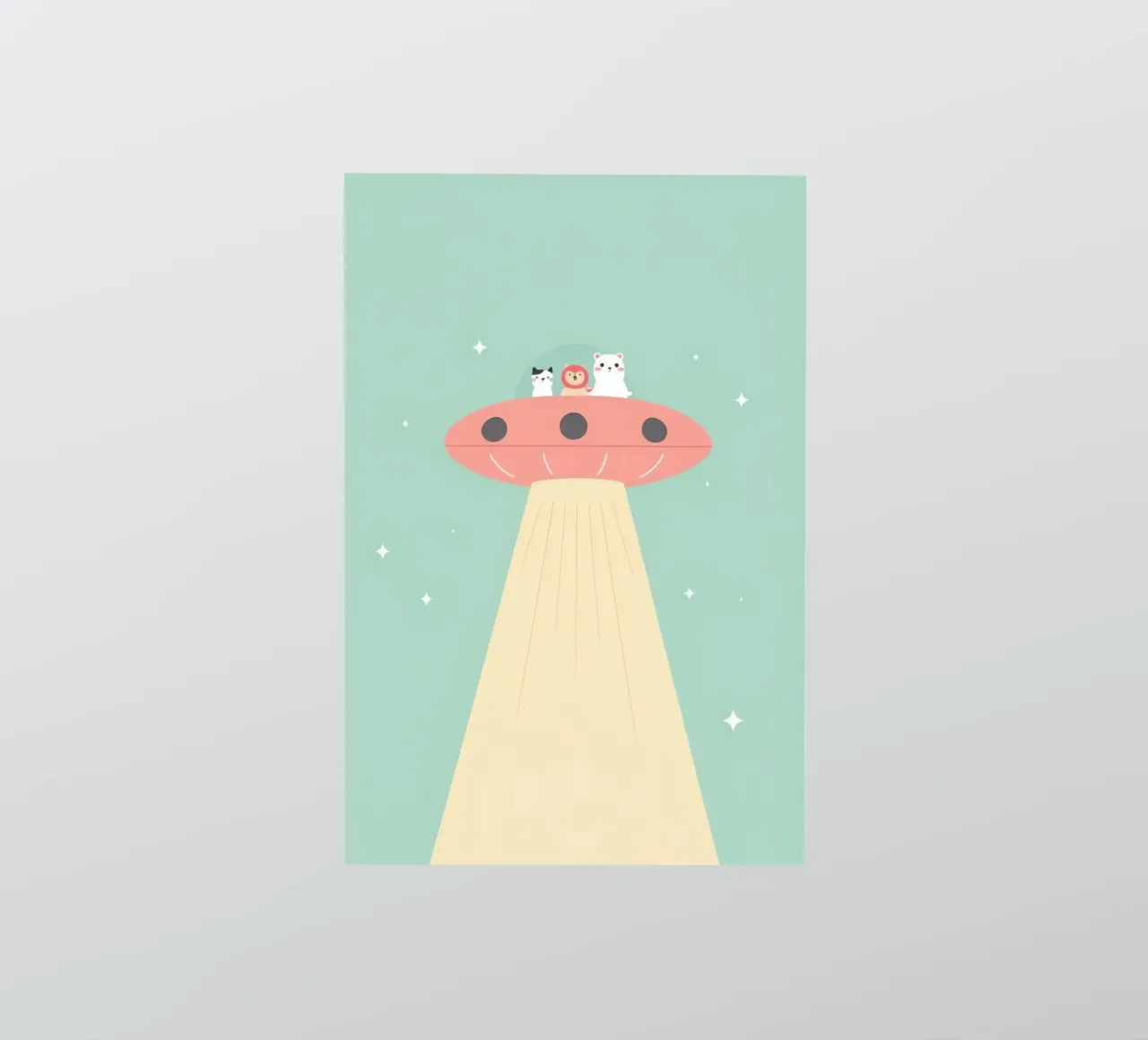 Animali da vivaio che cavalcano UFO adesivo da DesignDoodle