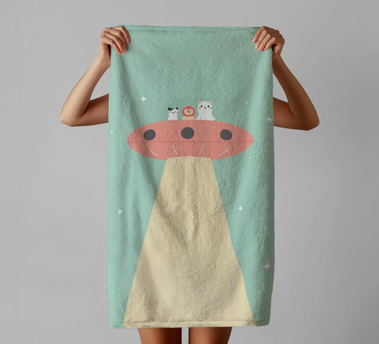 Kinderzimmer Tiere Reiten UFO Handtuch von DesignDoodle