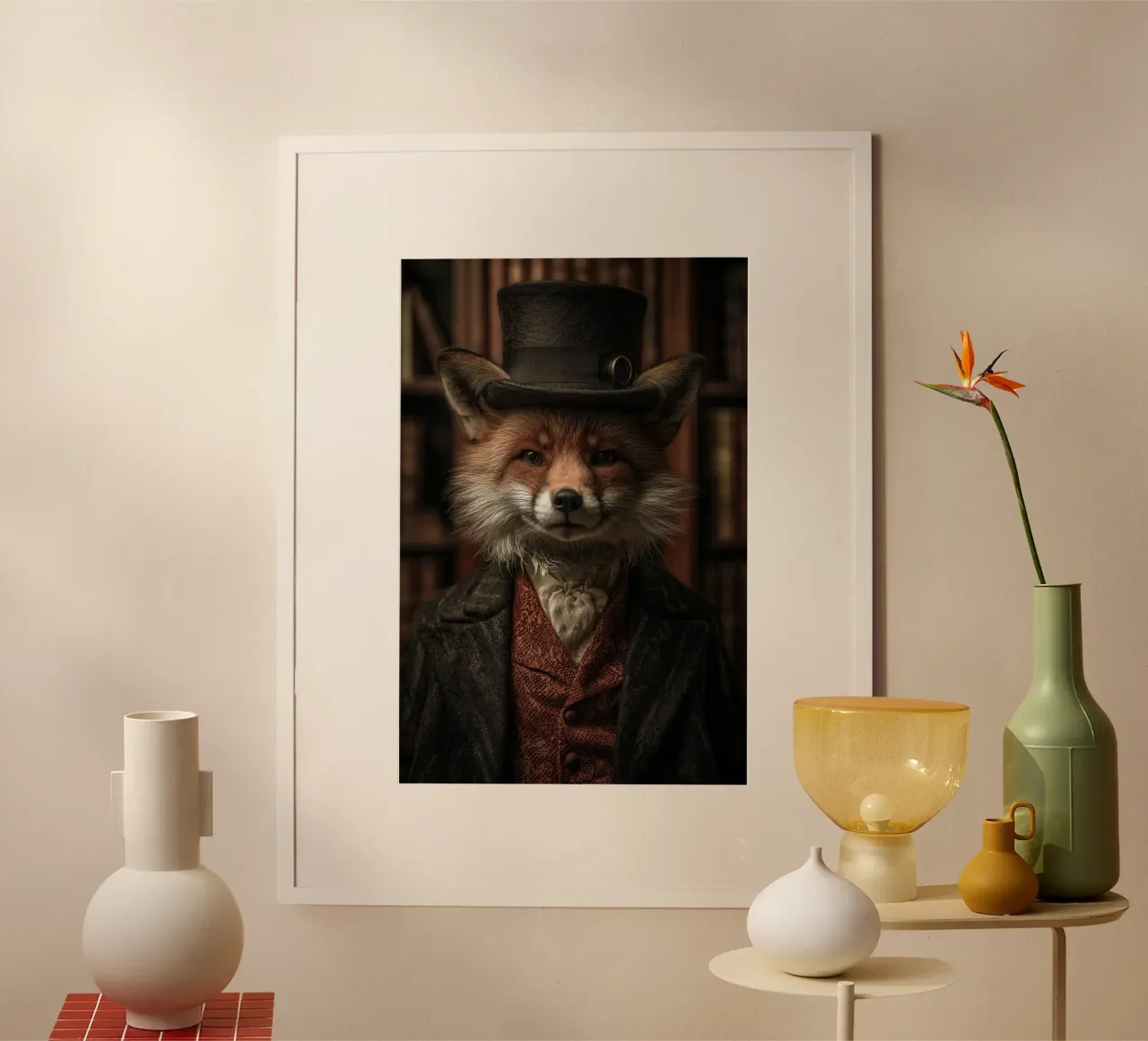 The Victorian Fox poster con telaio in legno da Chic Creatures