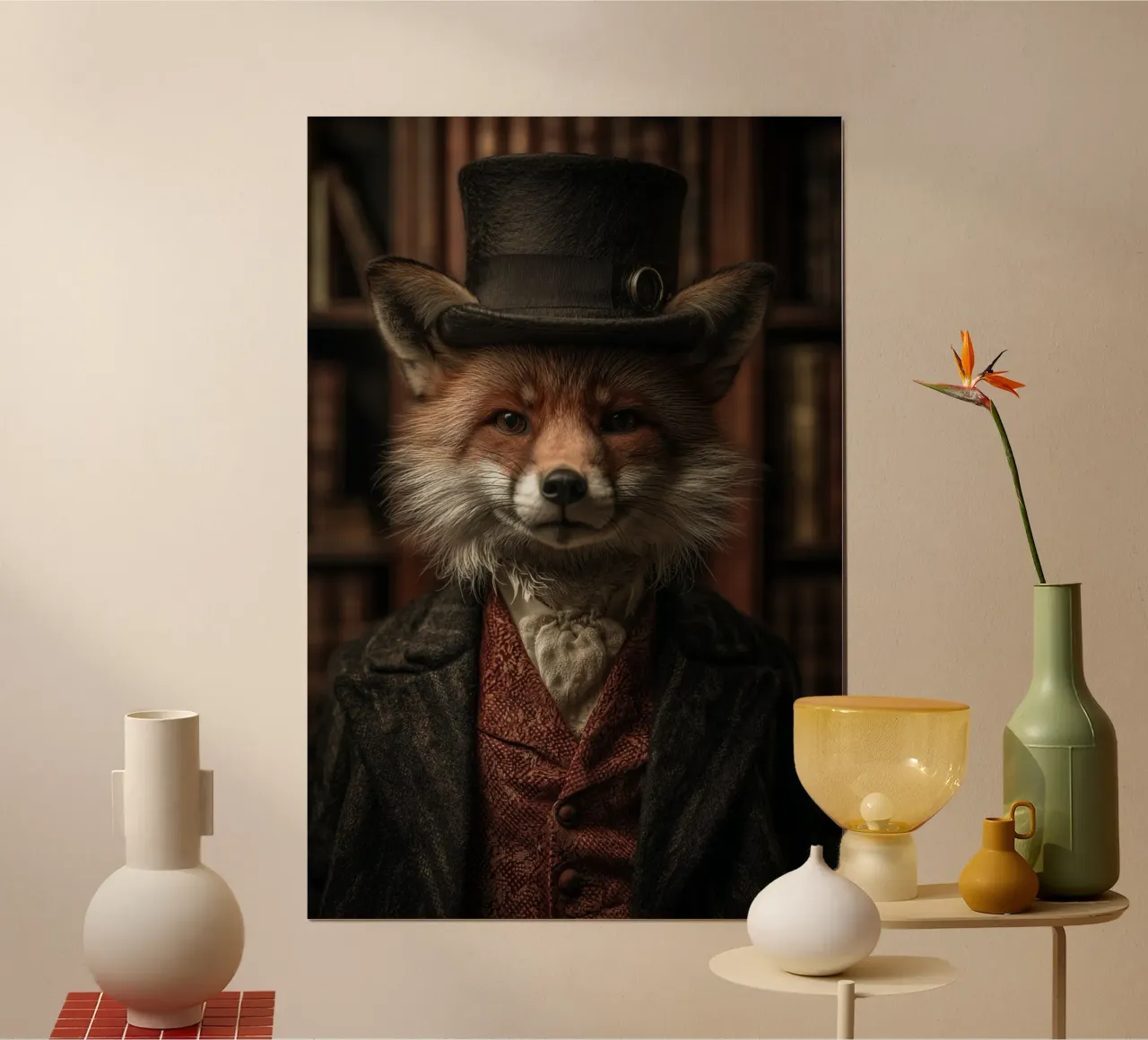 The Victorian Fox poster con telaio in legno da Chic Creatures