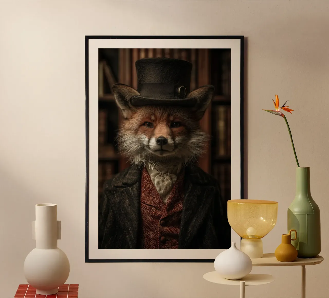 The Victorian Fox poster con telaio in legno da Chic Creatures