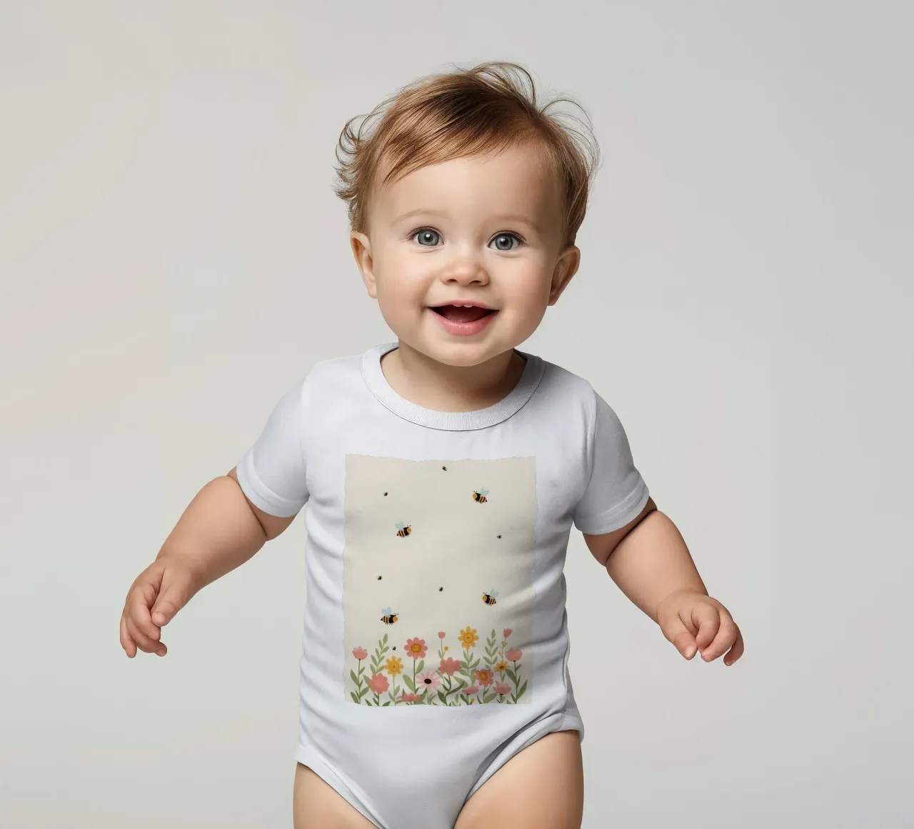 Vivaio api e fiori body neonato maniche corte da DesignDoodle
