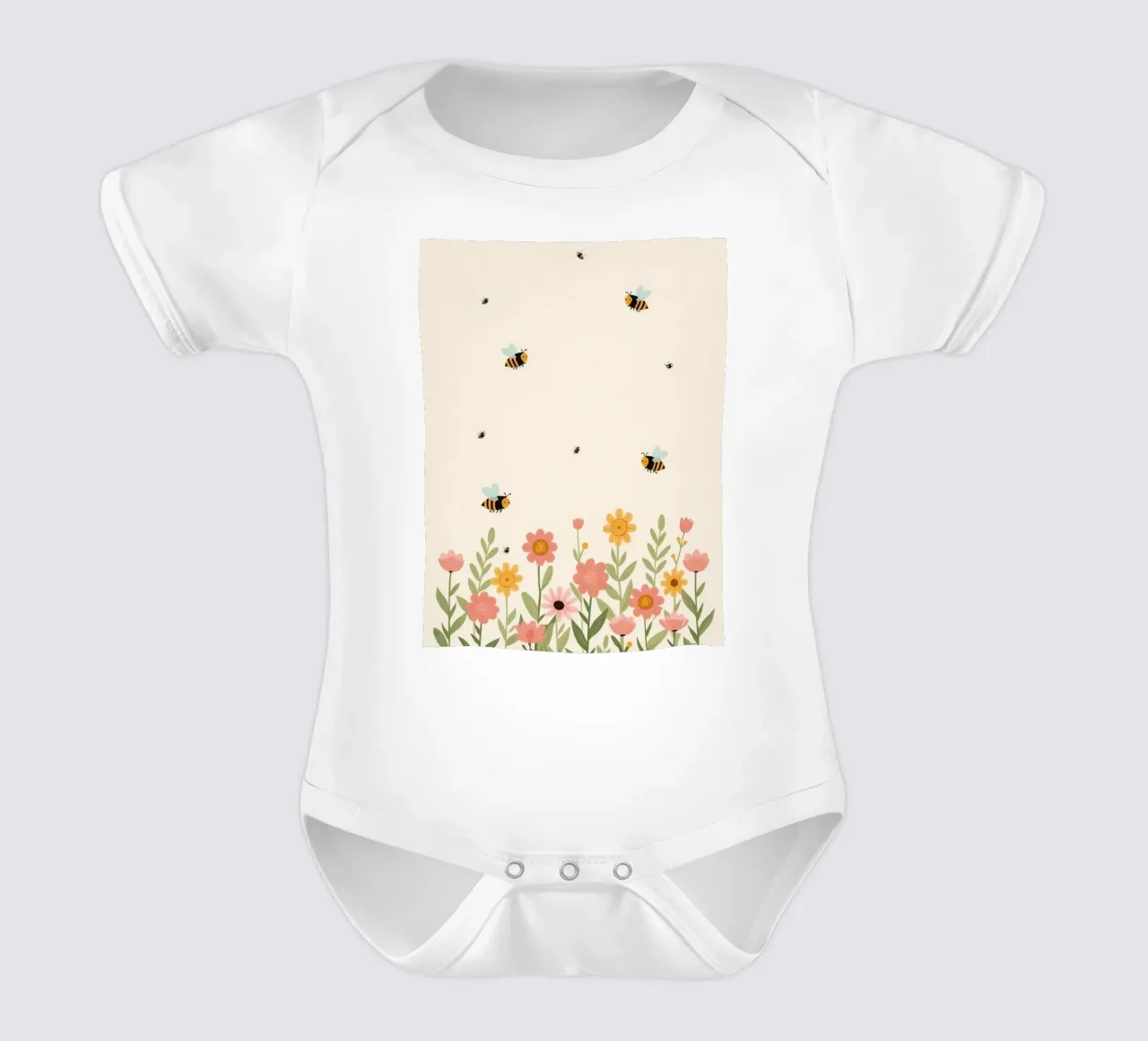Vivaio api e fiori body neonato maniche corte da DesignDoodle