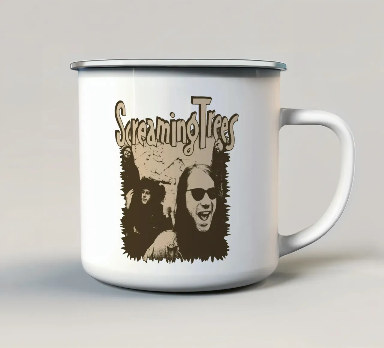 Silhouette alberi urlanti Rock tazza in smalto da eliouxence