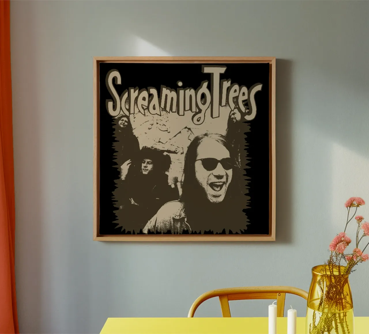 Silhouet Schreeuwende Bomen Rots canvas met Baklijst van eliouxence