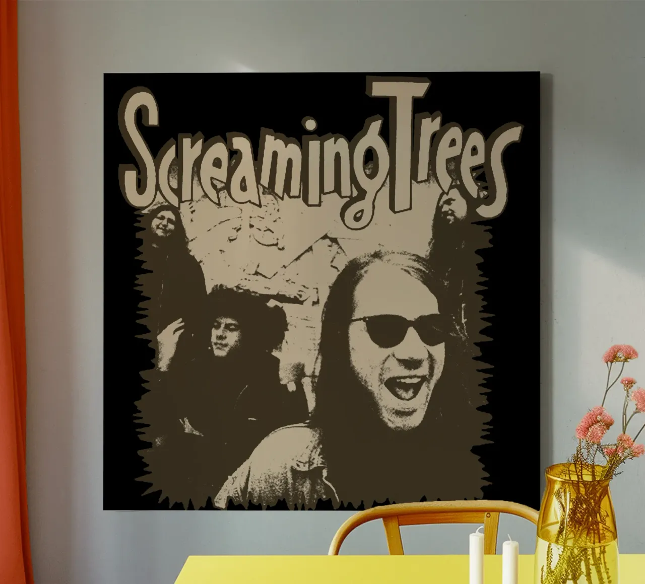 Silhouet Schreeuwende Bomen Rots canvas met Baklijst van eliouxence