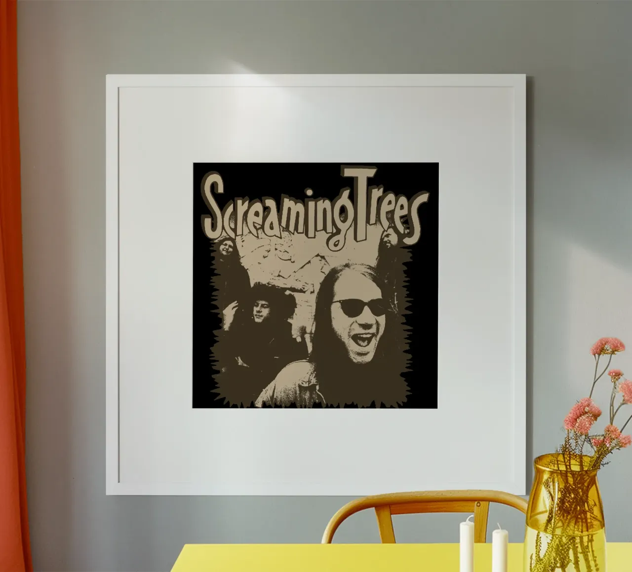 Silhouette alberi urlanti Rock poster con telaio in alluminio da eliouxence