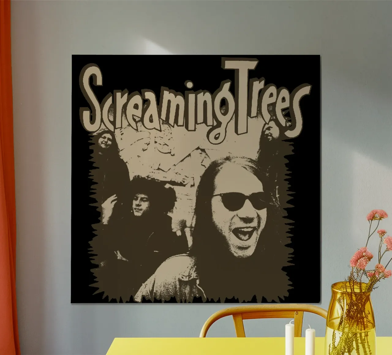Silhouette alberi urlanti Rock poster con telaio in alluminio da eliouxence