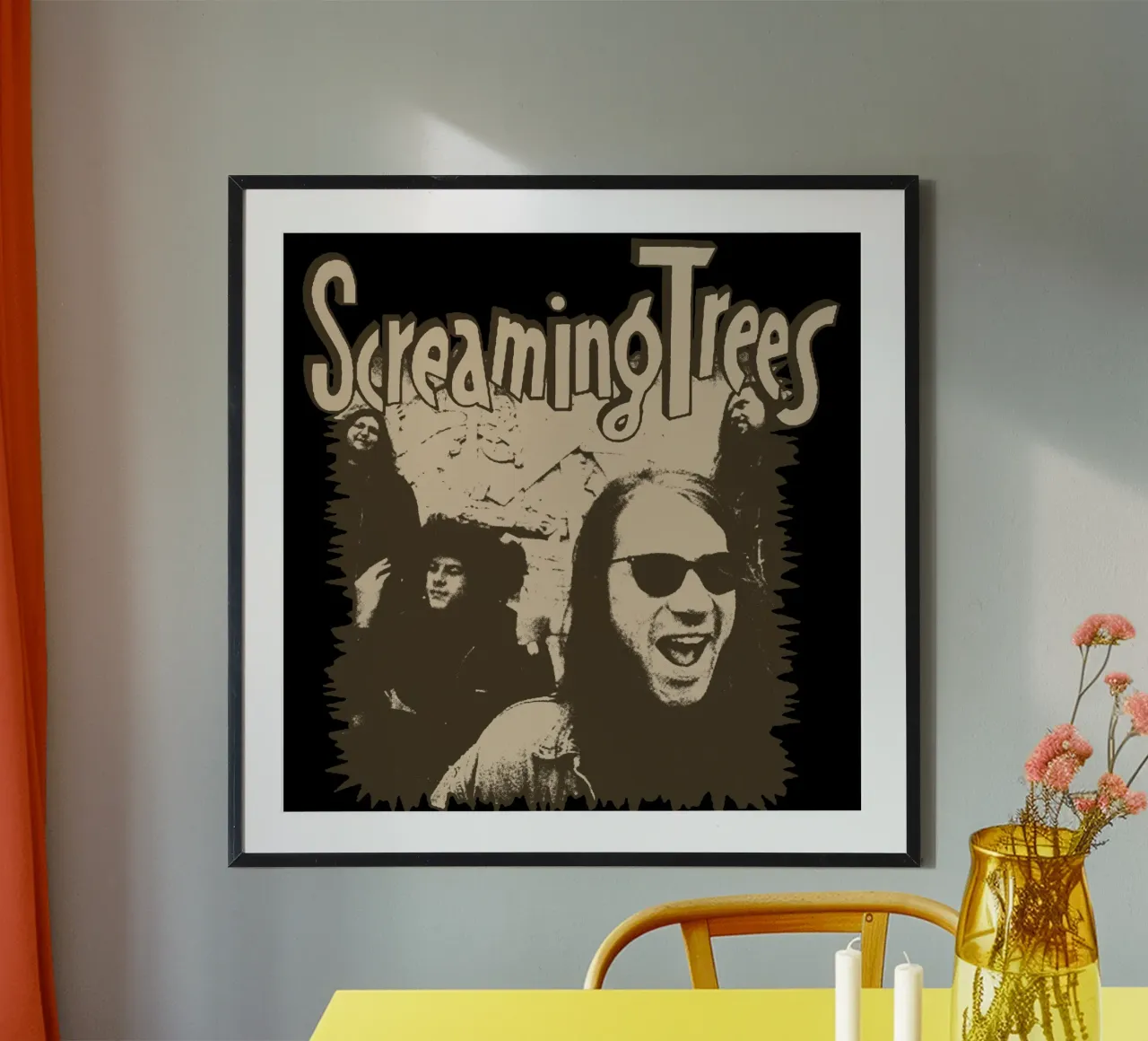 Silhouette alberi urlanti Rock poster con telaio in alluminio da eliouxence