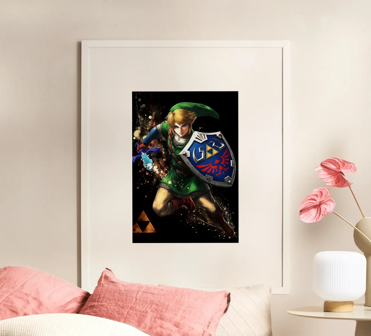 Link La leggenda di Zelda poster con telaio in legno da Stellar Creative