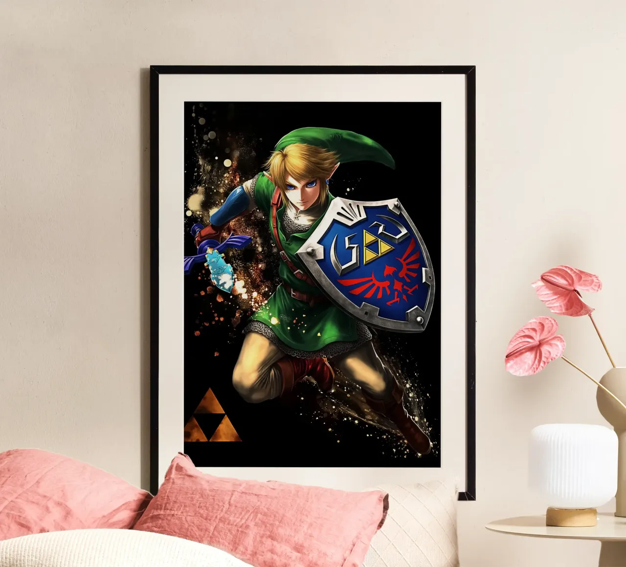 Link La leggenda di Zelda poster con telaio in legno da Stellar Creative