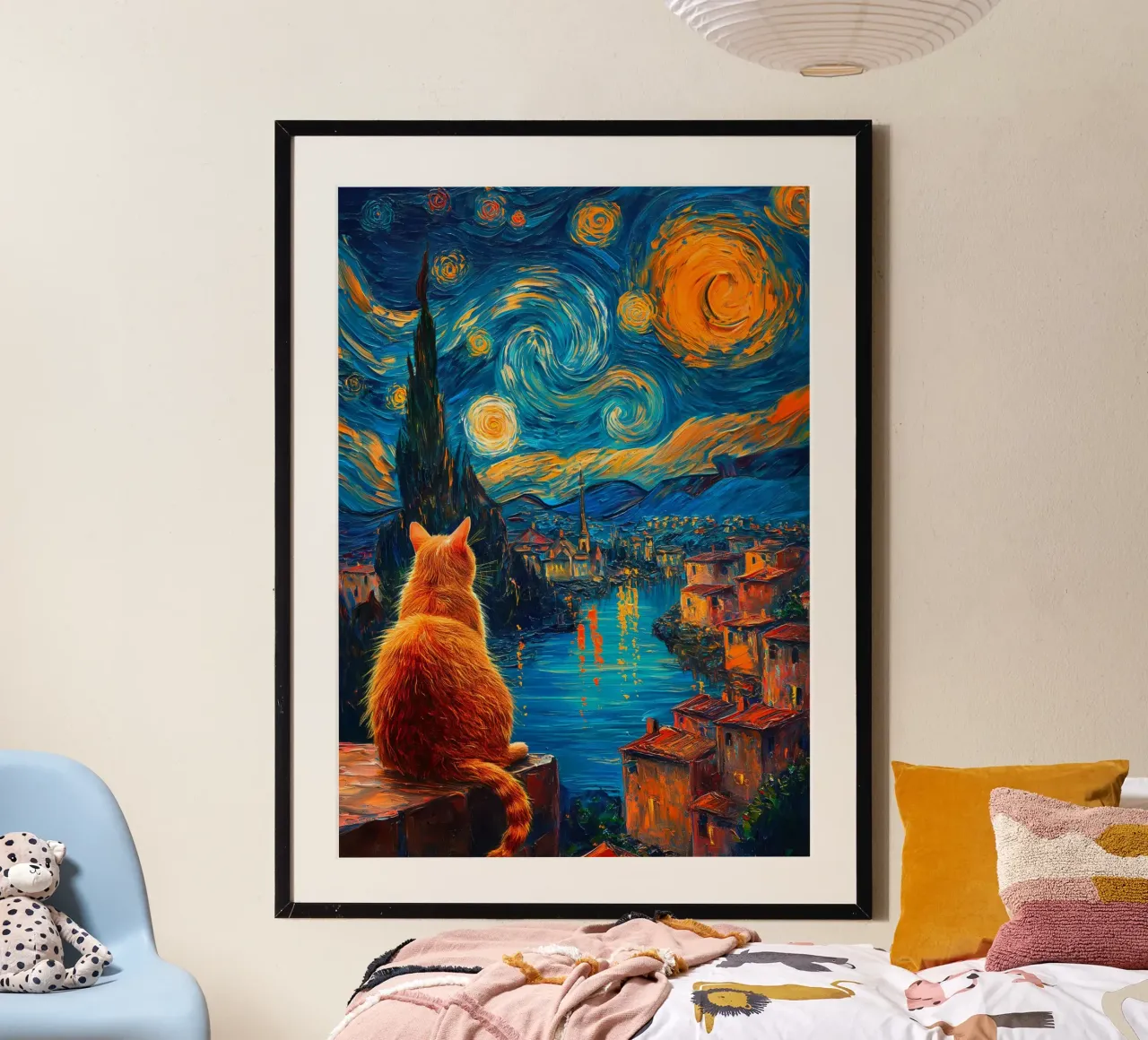 Gatto Notte Stellata poster da Stellar Creative