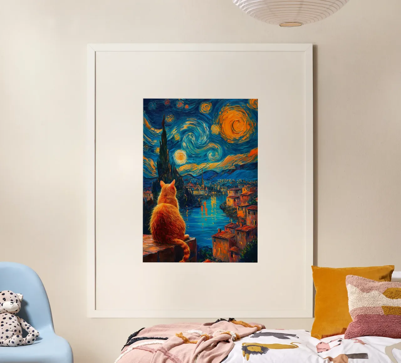 Gatto Notte Stellata poster da Stellar Creative