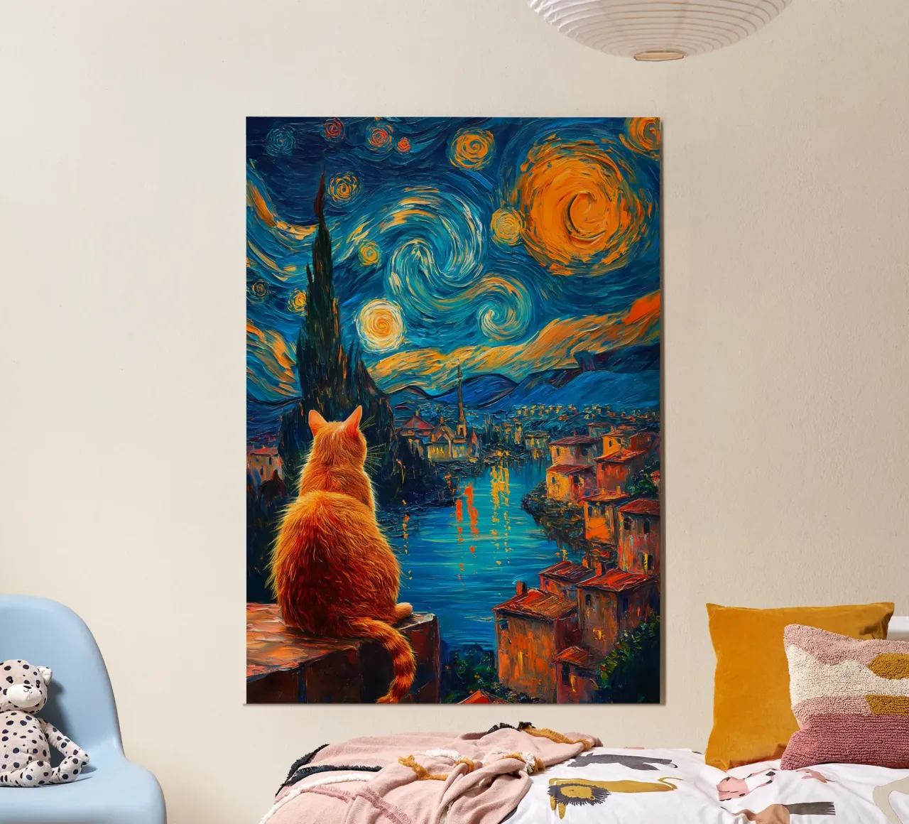 Gatto Notte Stellata poster da Stellar Creative