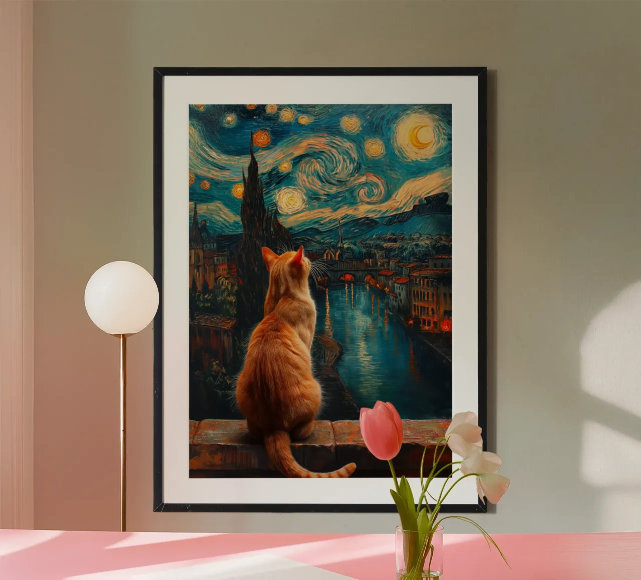 Gatto Notte Stellata poster da Stellar Creative