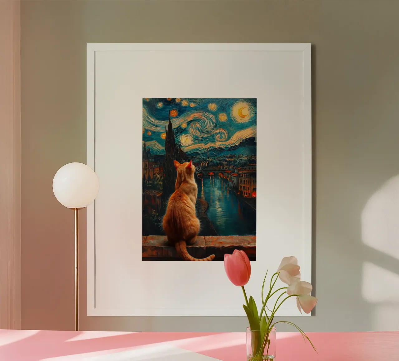 Gatto Notte Stellata poster da Stellar Creative