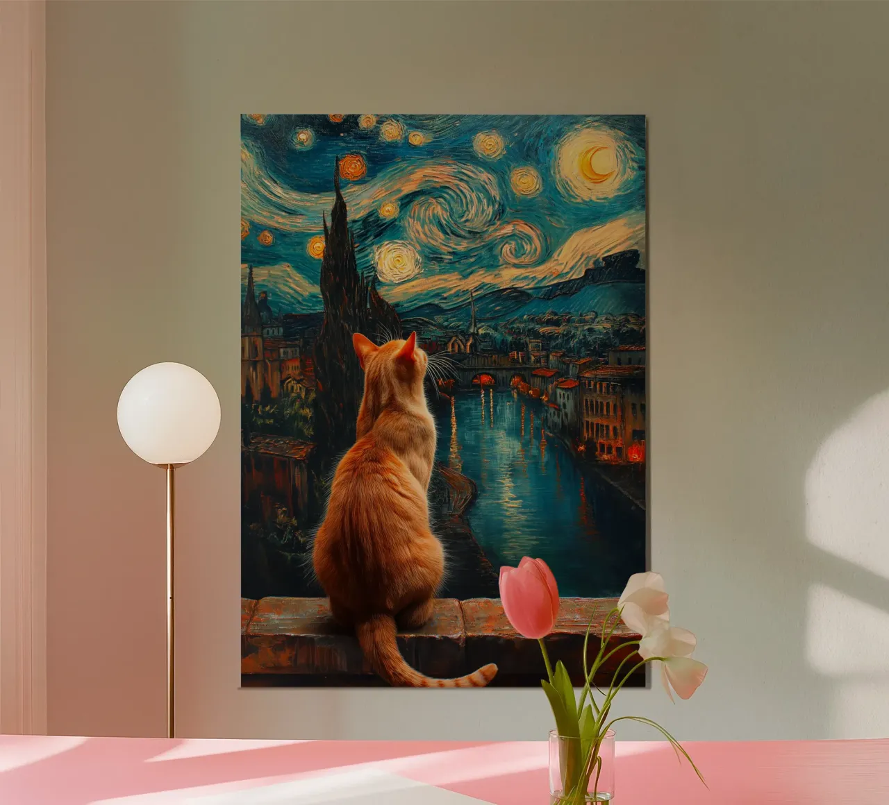 Gatto Notte Stellata poster da Stellar Creative