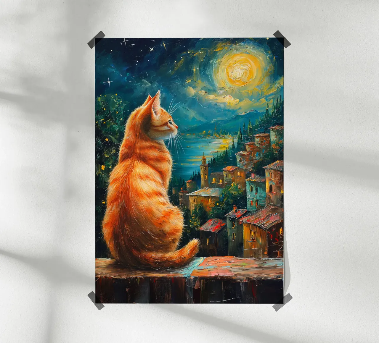Gatto Notte Stellata poster da Stellar Creative