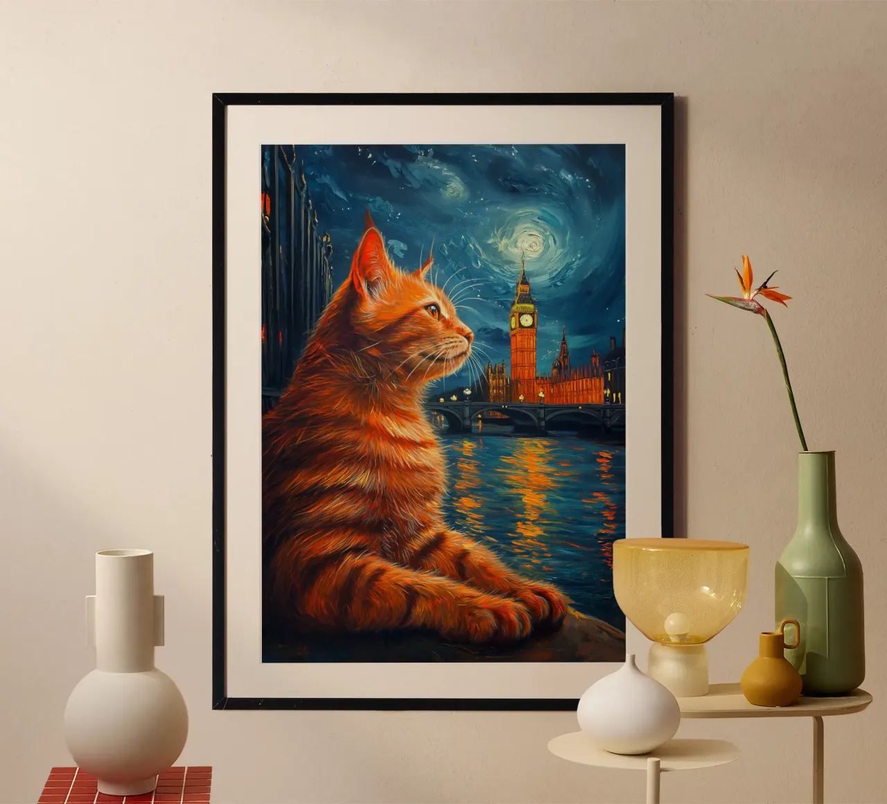 Gatto Londra Notte stellata poster da Stellar Creative