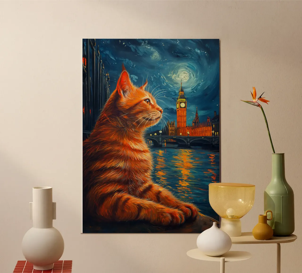 Gatto Londra Notte stellata poster da Stellar Creative