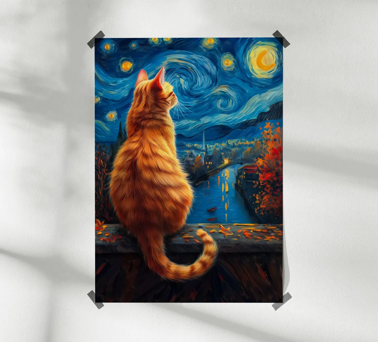 Gatto Notte Stellata poster da Stellar Creative