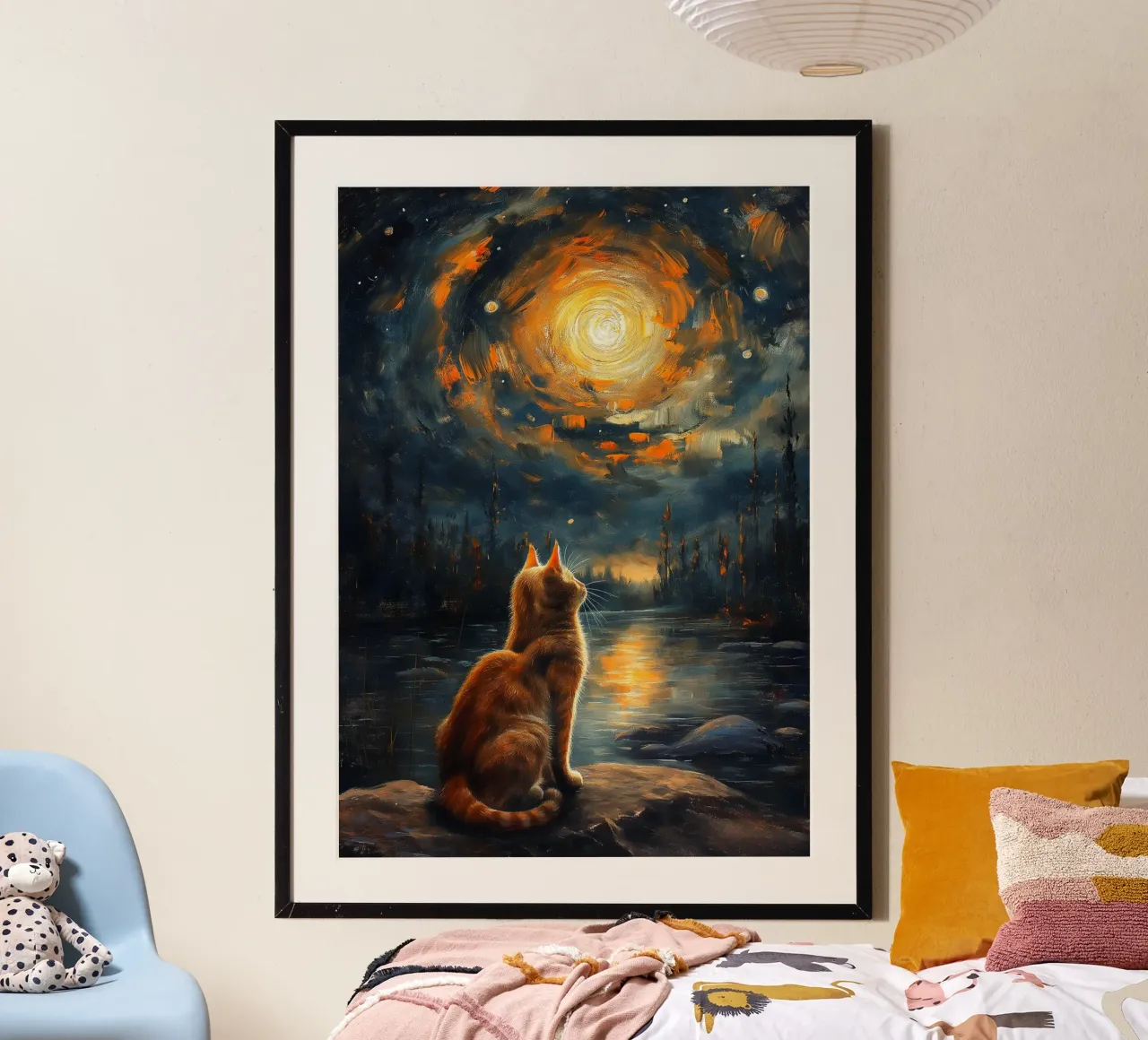 Gatto Notte Stellata poster da Stellar Creative