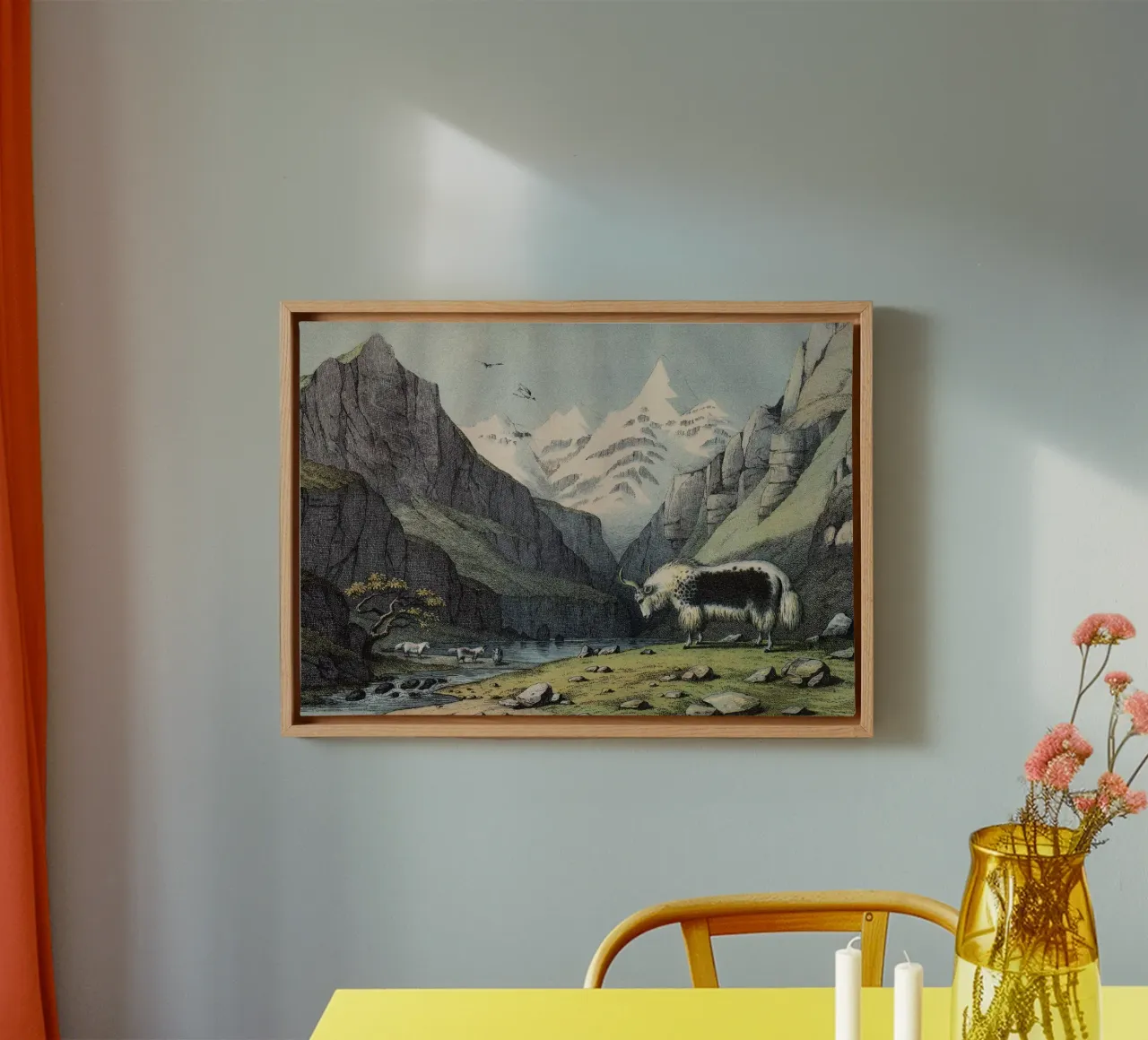 Vintage Kolb 7 Tafel 18 Yak tela con Cornice a cassetta da Vintage Print Collection