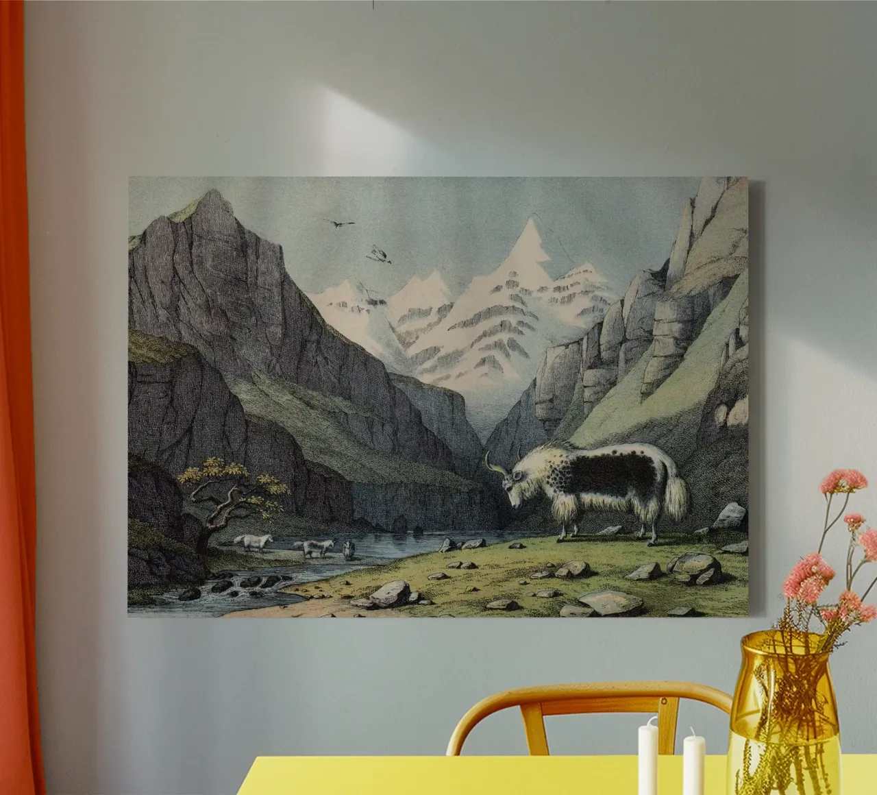 Vintage Kolb 7 Tafel 18 Yak tela con Cornice a cassetta da Vintage Print Collection
