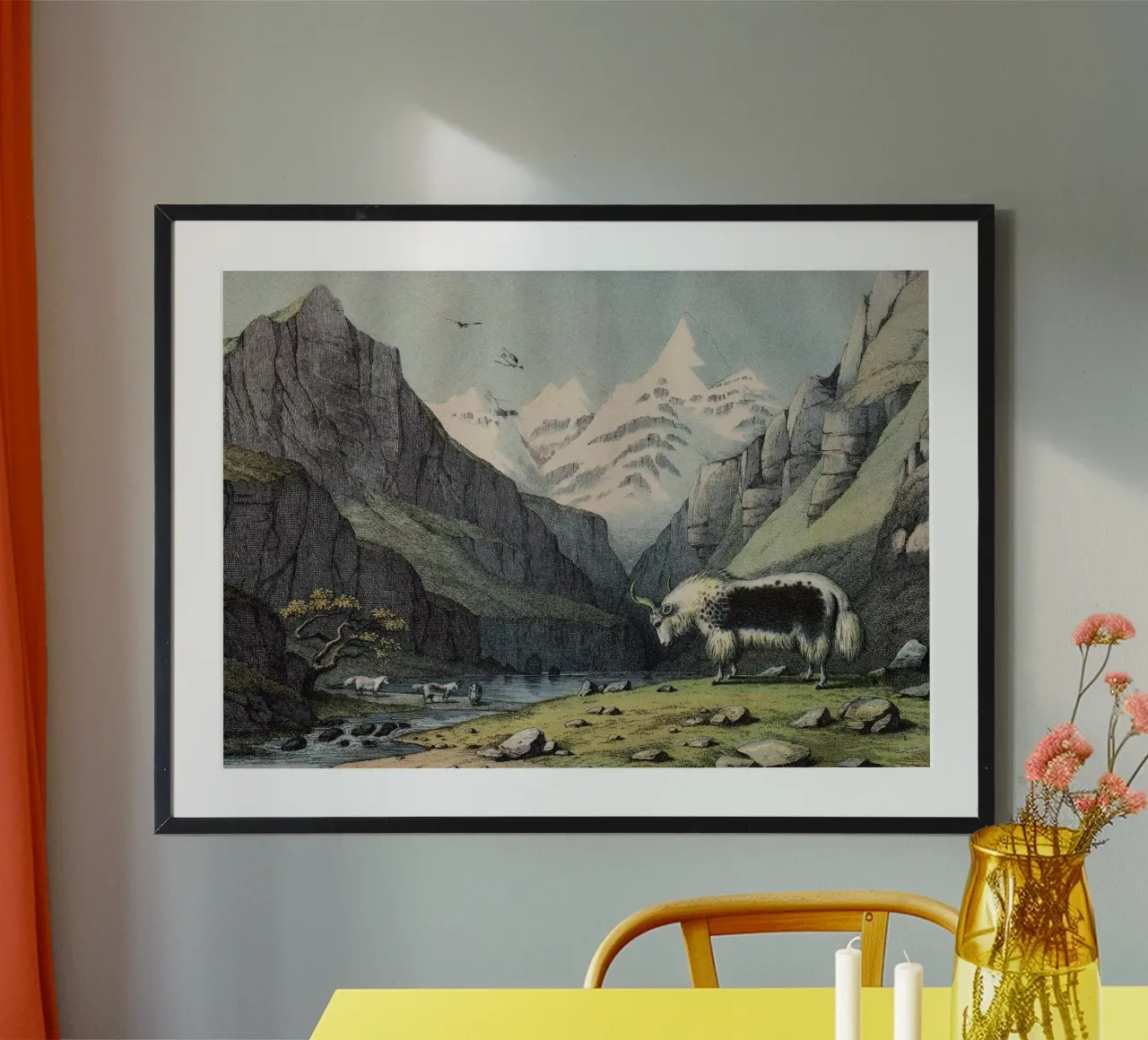 Vintage Kolb 7 Tafel 18 Yak poster con telaio in legno da Vintage Print Collection