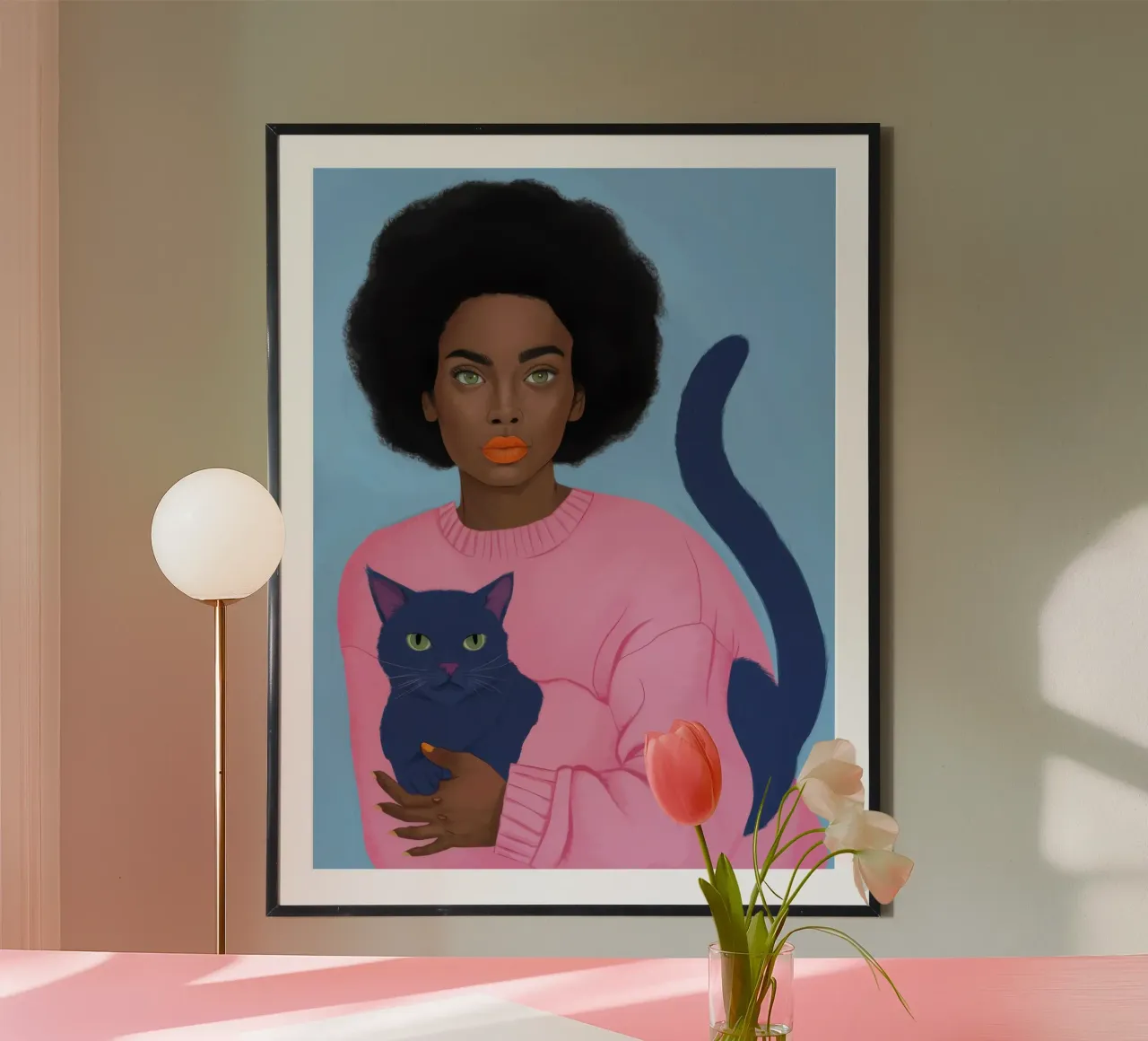 Abbraccio di gatto azzurro poster con telaio in alluminio da Moon Revolver