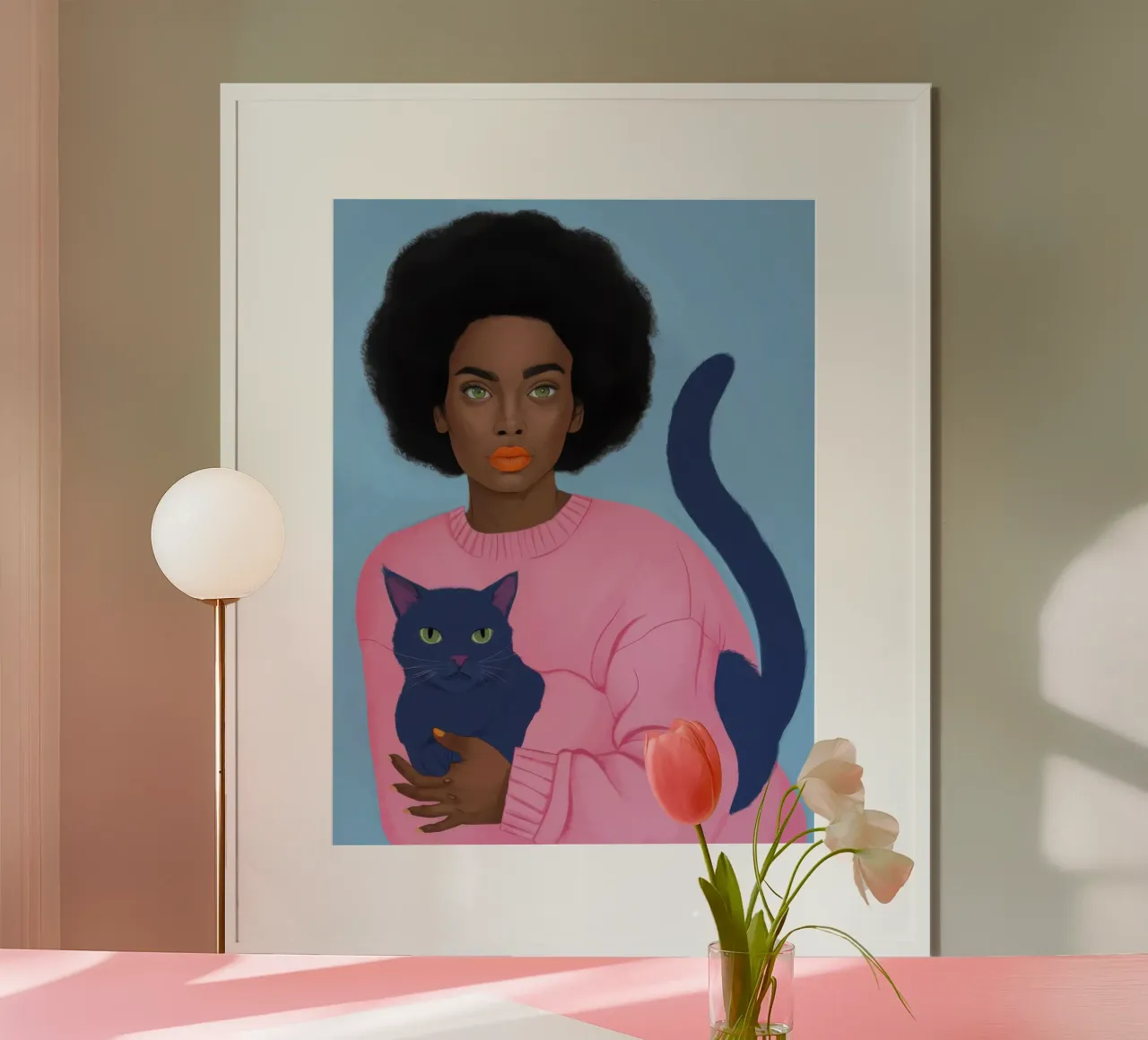 Abbraccio di gatto azzurro poster con telaio in alluminio da Moon Revolver