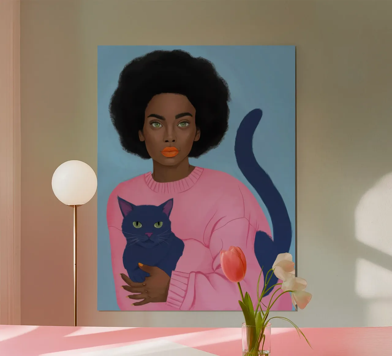 Abbraccio di gatto azzurro poster con telaio in alluminio da Moon Revolver