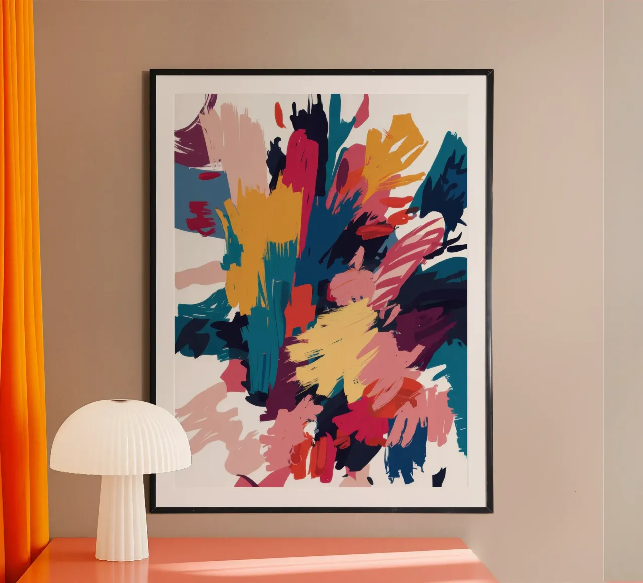 Caos vibrante di pennellate poster con telaio in plastica da Moon Revolver