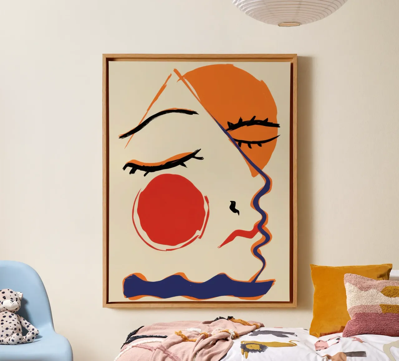 Chromatic Dreamer Face canvas with Floater frame by Moon Revolver