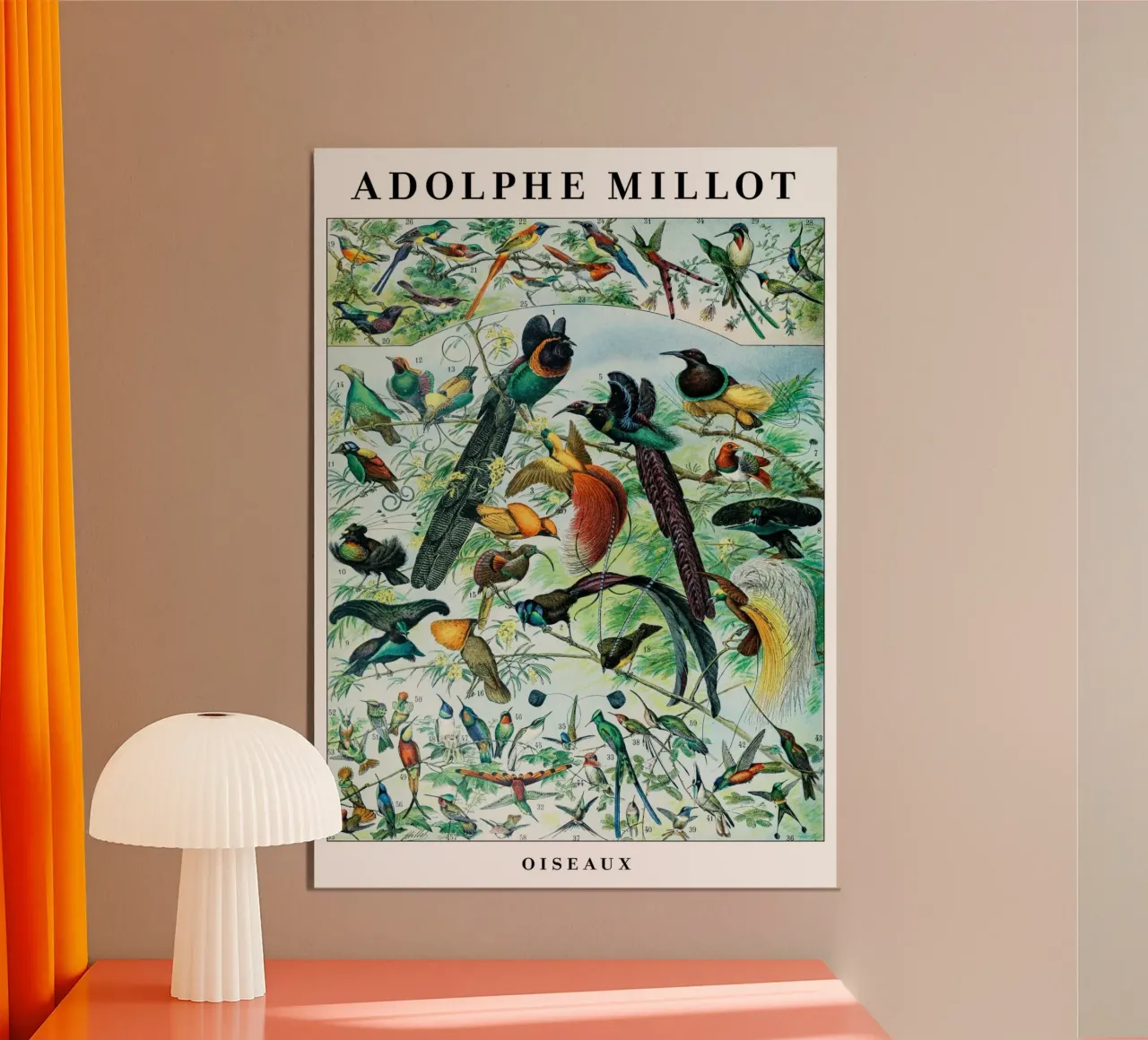 Uccelli poster con telaio in legno da Rob Lewis