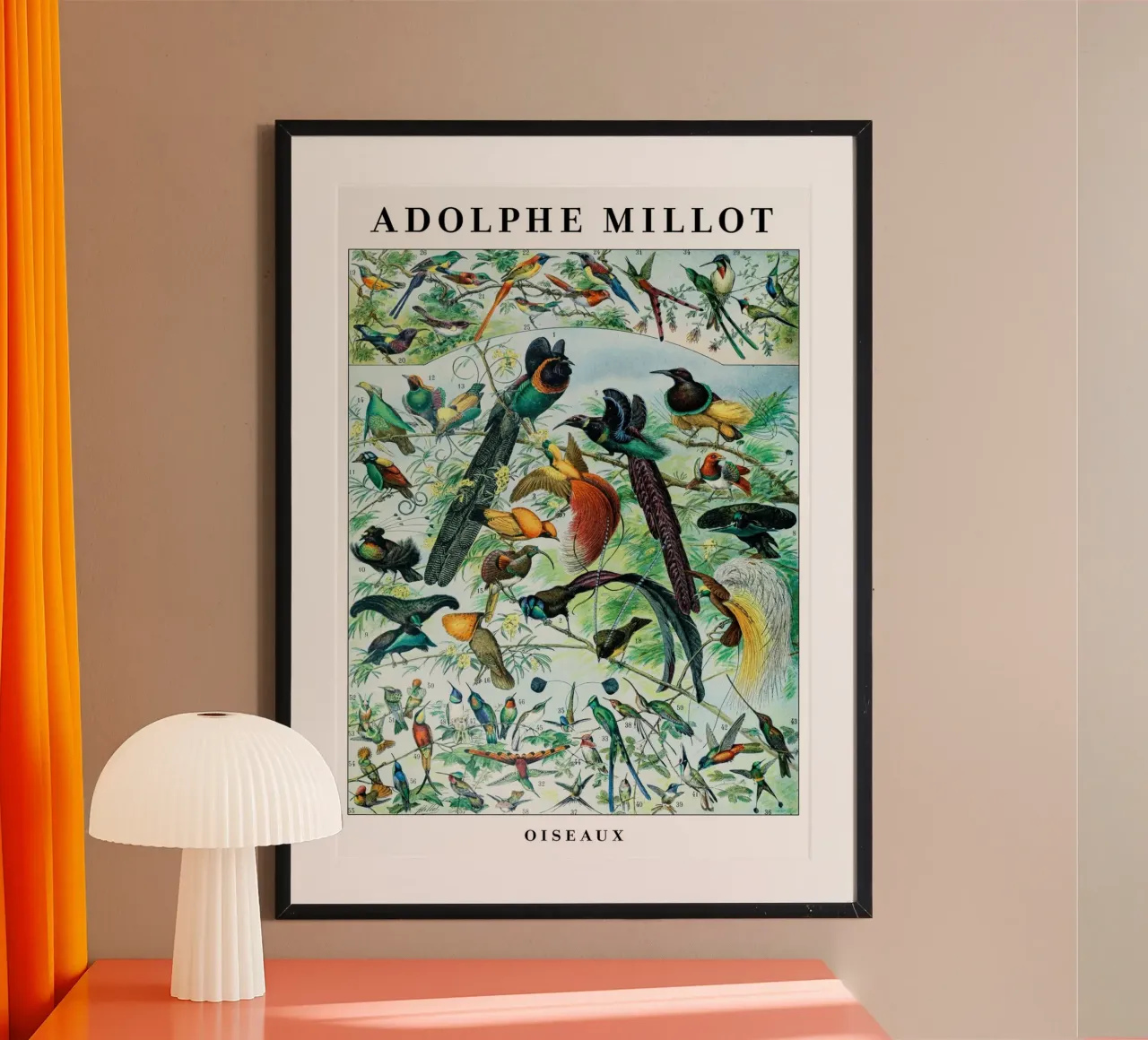Uccelli poster con telaio in legno da Rob Lewis